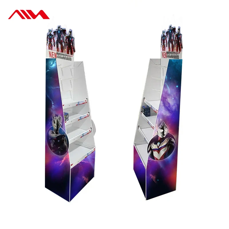 Custom Floor Cardboard Display Advertising Rack Corrugated Floor Standing Paper Counter Display Box For Electronic Products