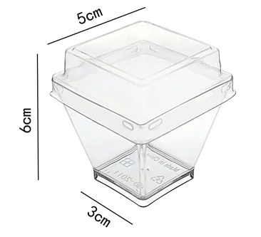 Eco-Friendly Plastic Square 200ml /7.0oz Clear Party Freeze Dessert Candy Mousse Cup Tiramisu