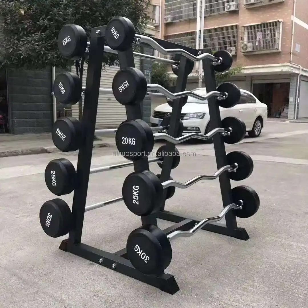 Dinuo High Quality Straight Curl Barbell Weight Rack  Storage Holder Ideal for weight-training