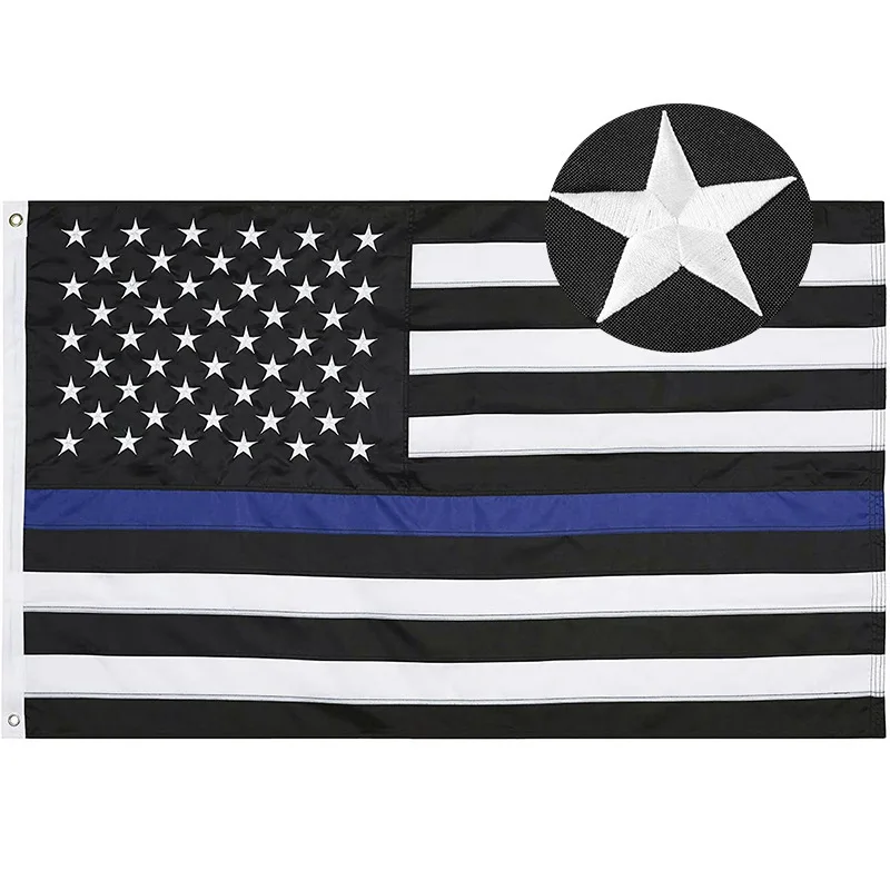 High Quality Custom Nylon 210D USA Double Sided Embroidered 3x5ft American Flag Outdoor