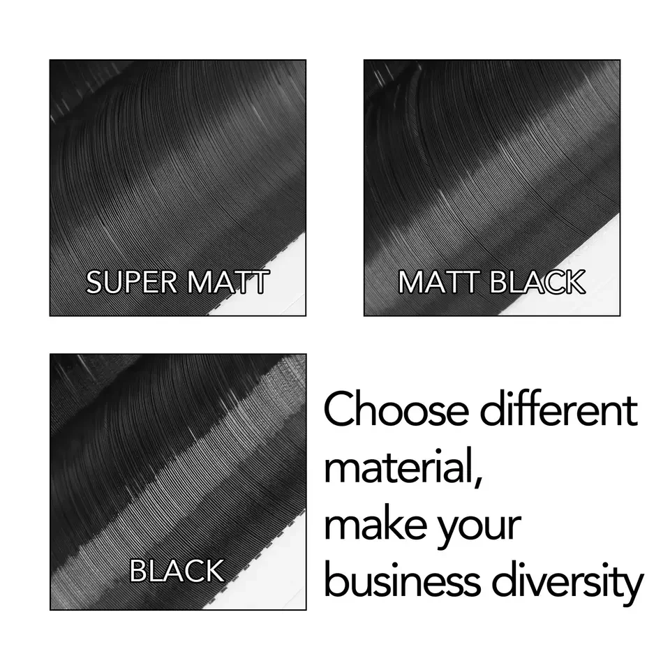 Custom fluffy matte black cashmere volume mixed lash trays wholesale private label easy fan eyelash extension supplies