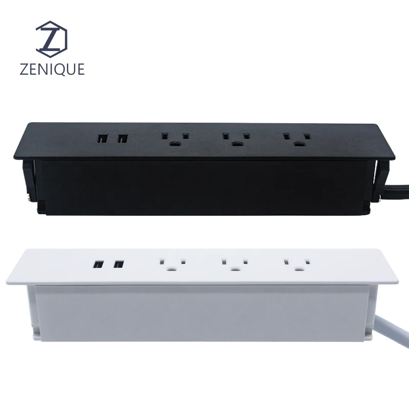Office Furniture Embedded Flush Mounted Multi Power Outlet Recessed Desktop Socket Table US Outlet with USB Type C