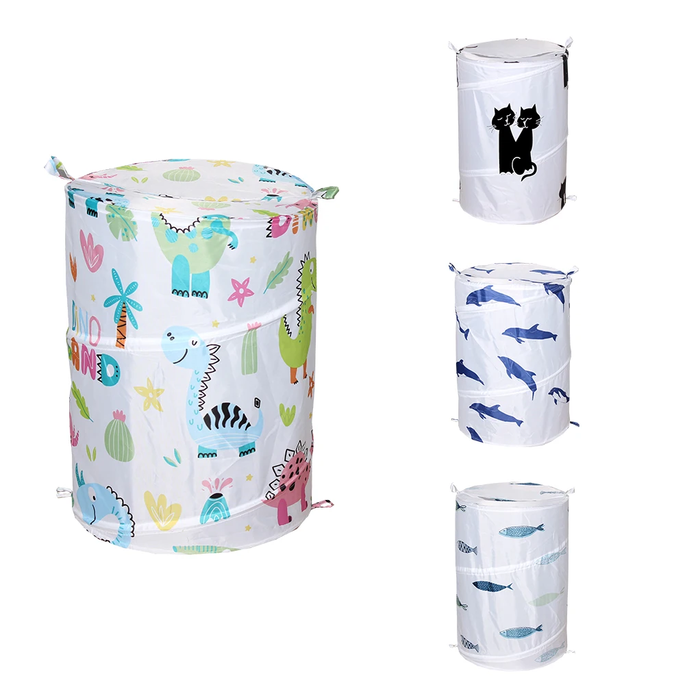 Лидер продаж, Складная Водонепроницаемая портативная корзина для белья из ткани с изображением мультяшных животных, динозавров