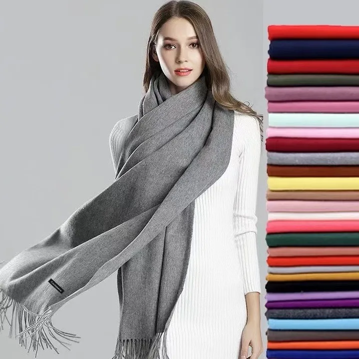 2024 Autumn/Winter new long tassel warm neck solid color cashmere shawl