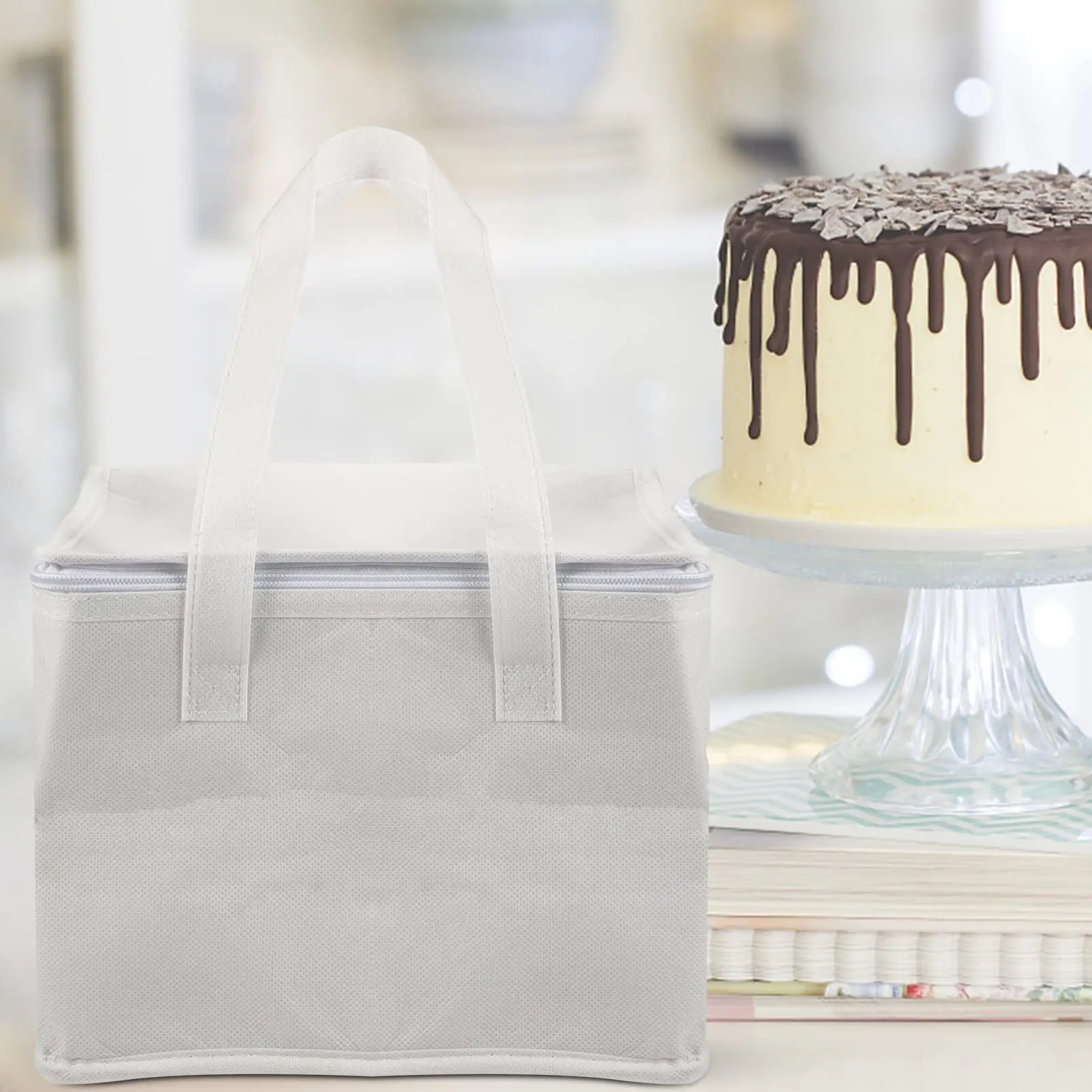 Portable insulation thermal food cake bag non-woven fabric grocery tote waterproof wholesale large cooler lunch bag for outdoor