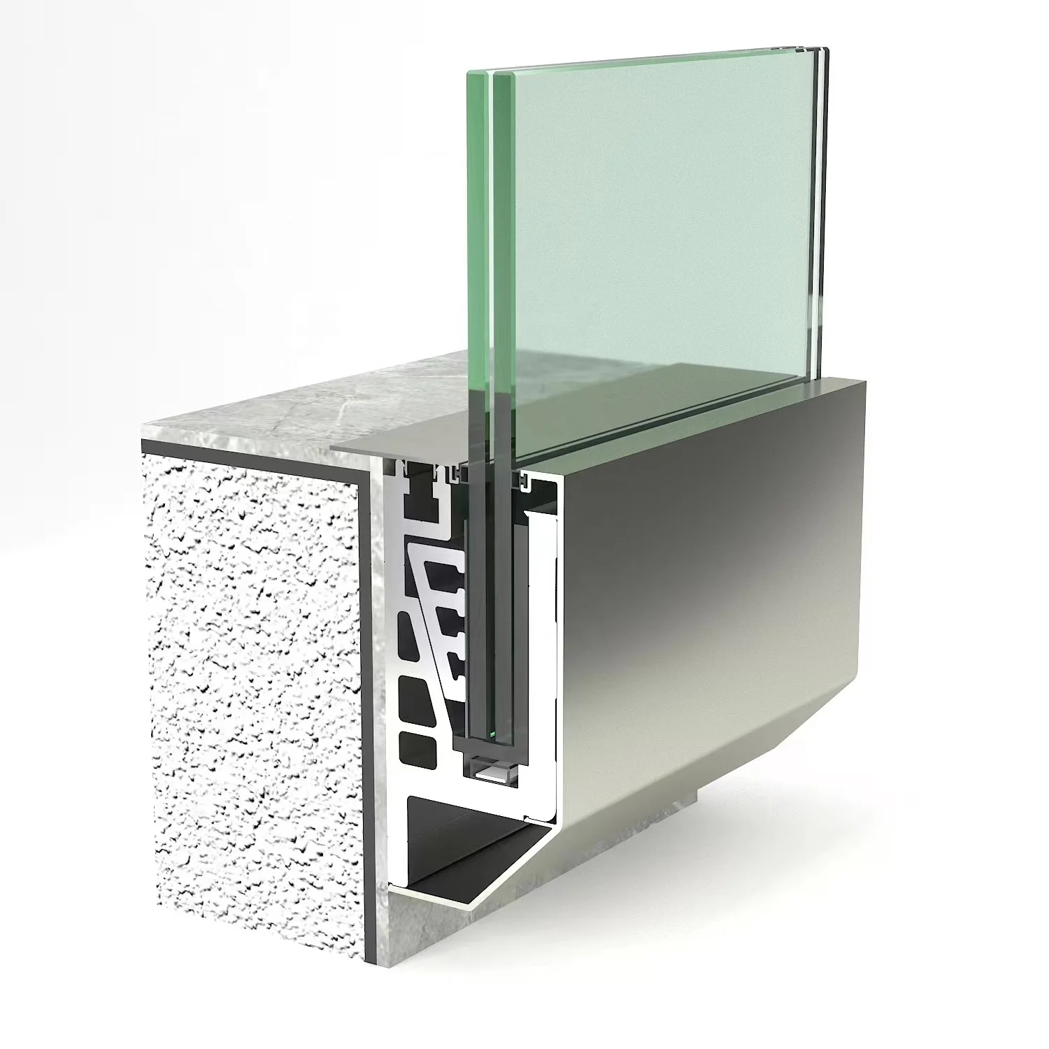 External Mounted Villa Rooftop Safety Toughened Glass Baluster U Channel Full Glass Railing