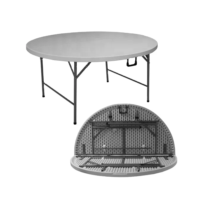 Blow Molded Outdoor Folding Table Waterproof 6ft Lightweight Folding Round Plastic Table