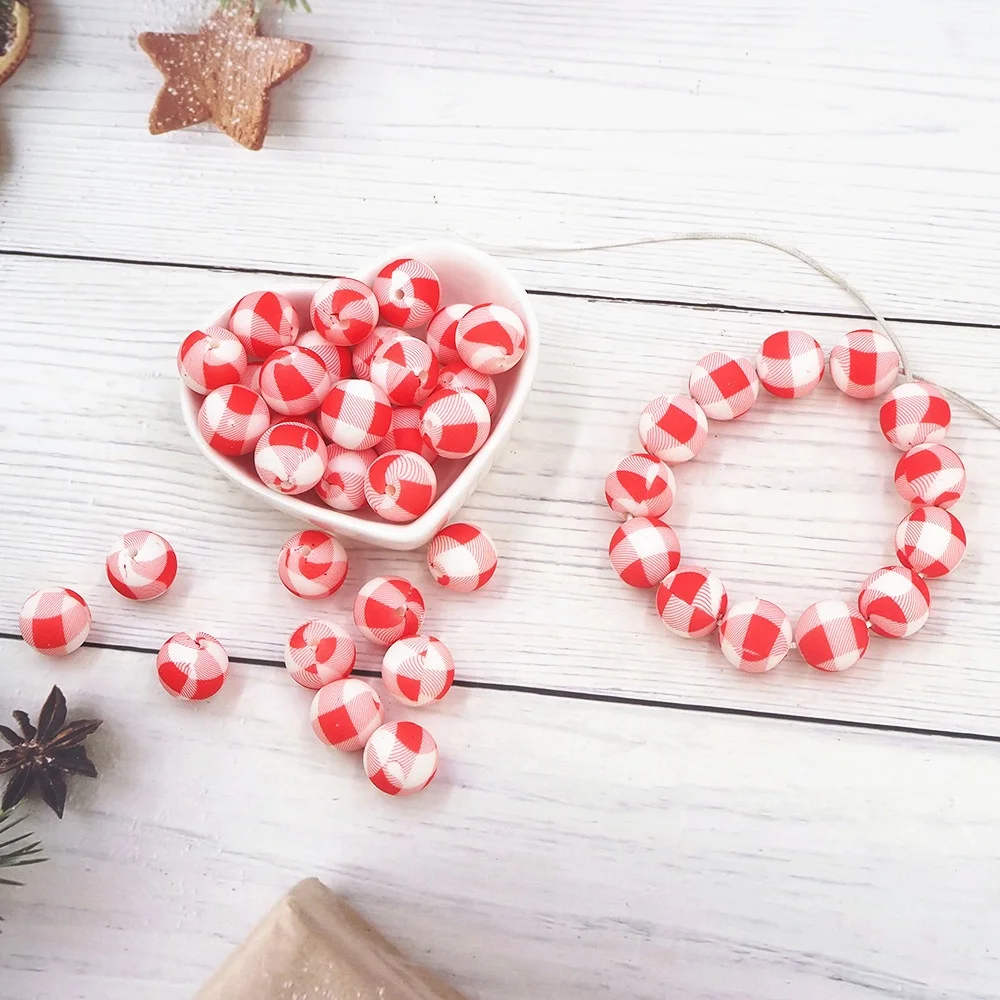 Hot Selling BPA Free Teether Pendant DIY Jewelry Necklace Baby Nursing Ball 12mm Silicone Print Round Beads