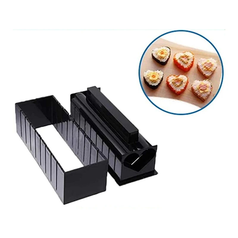 3pcs Set Popular Sushi Making Kit Plastic Cylindrical Convenient  Easy to Operate heart-shaped Sushi Making Tool
