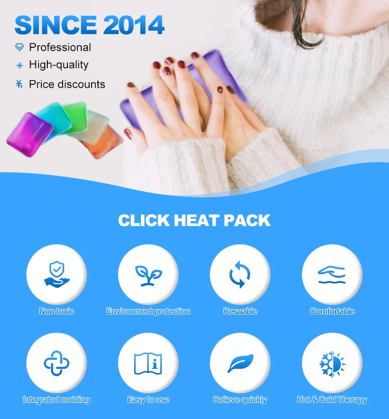 Wholesale Custom Magic Click Heat Pack High Quality Reusable Hand Warmer Click Gel Hot Cold Pad Hot & Cold Pack for Pain Relief