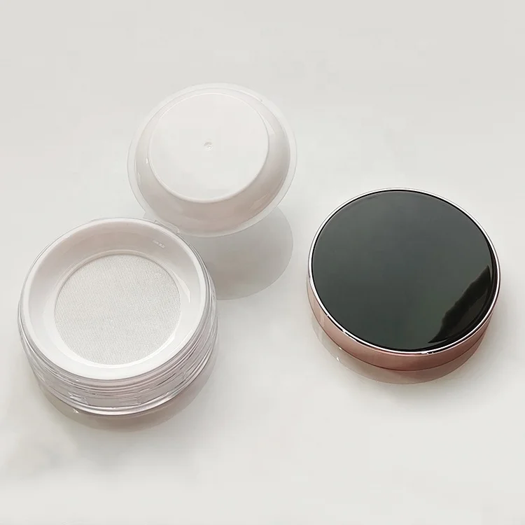 New round air loose powder jar empty setting powder container cosmetics case plastic makeup packaging