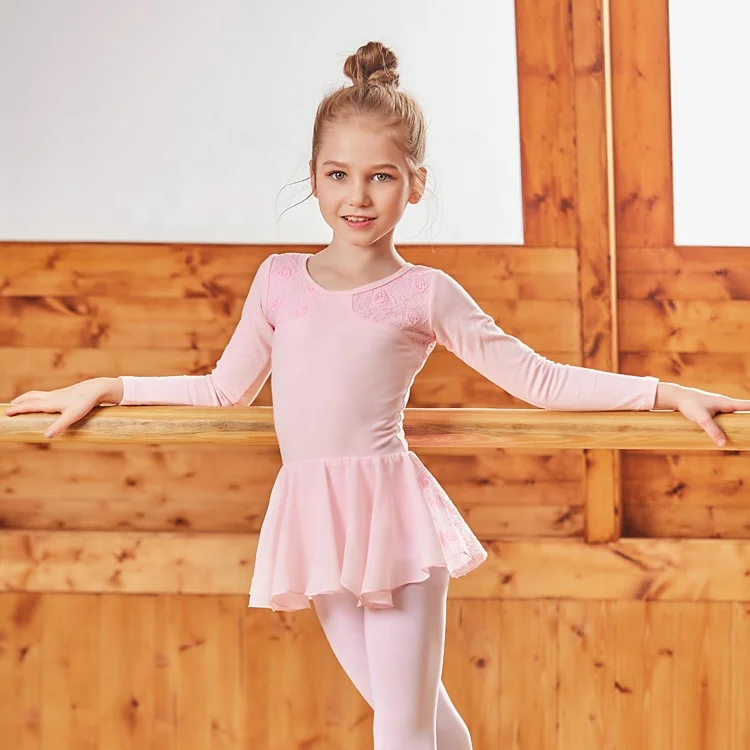 2019 tight-fitting autumn and winter long-sleeved little girl elegant dance stage costume