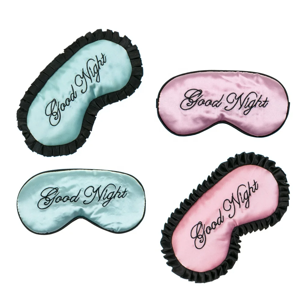 
New Office lunch break adjustable embroidered double-sided silk eye sleep mask good night eye cover for travelling 