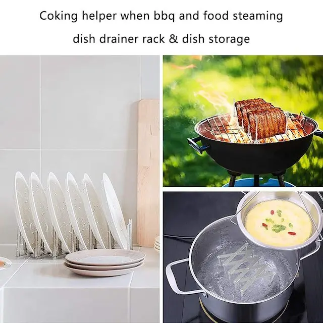Metal Telescoping Adjustable Plate Stand for Kitchen Organizer Drying Dish Board Telescoping Plate Holder