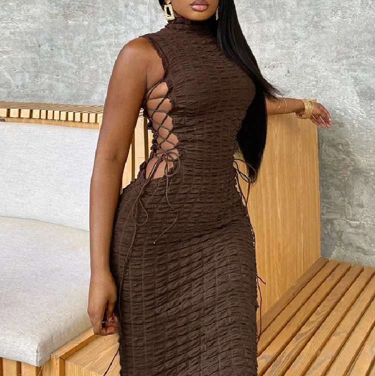 B8841-ladies Summer Dresses Fashion Clothing for Women Sleeveless White Dresses for Woman Elegant