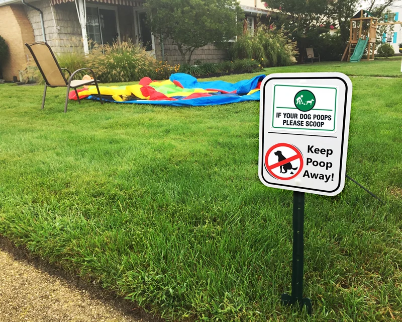 Wholesale Doggie Yard Dog Sign Custom No Poop And Pee Warning Garden Signal Please Clean Up After Your Dog Sign