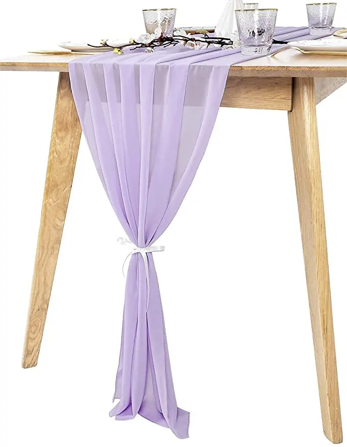 table runner with cushion purple Chiffon Table Runner 27x120 Inches Romantic flower table runner wedding