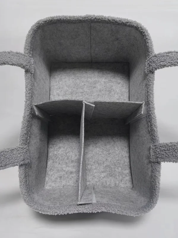 Felt Baby Diaper Caddy Organizer Nursery Storage Basket Baby Caddy Organizer with Handle Grey Teddy Sherpa