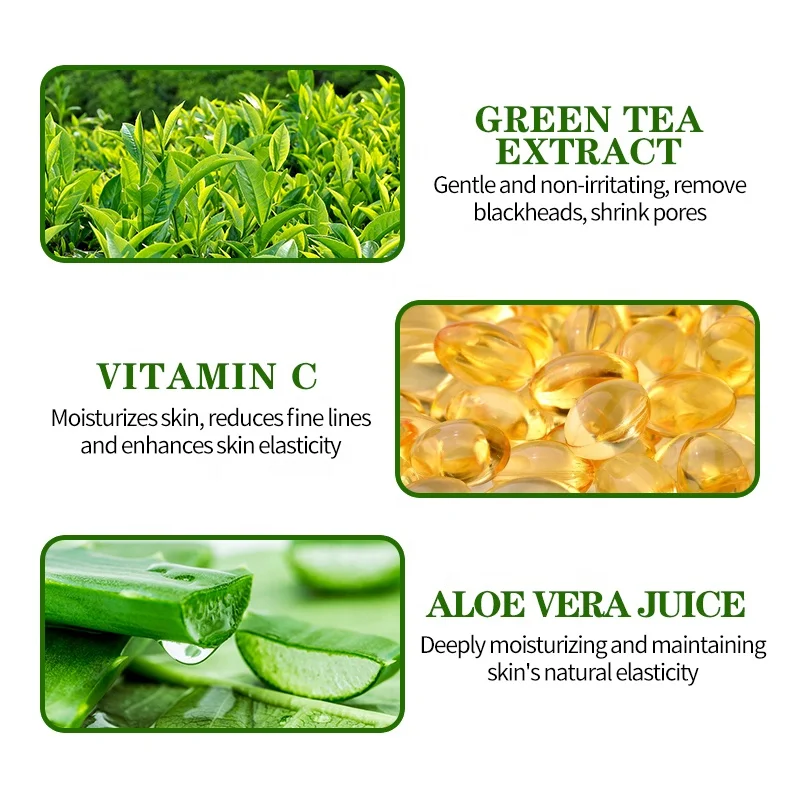 Private Label Face Detoxifying Oil Control Acne Removal Whitening Bentonite Green Tea Matcha Mud Facial Clay Mask