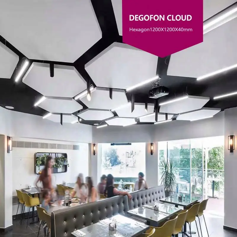 Mineral wool acoustic panels fireproof sound absorption fiberglass light suspended ceiling cloud panels