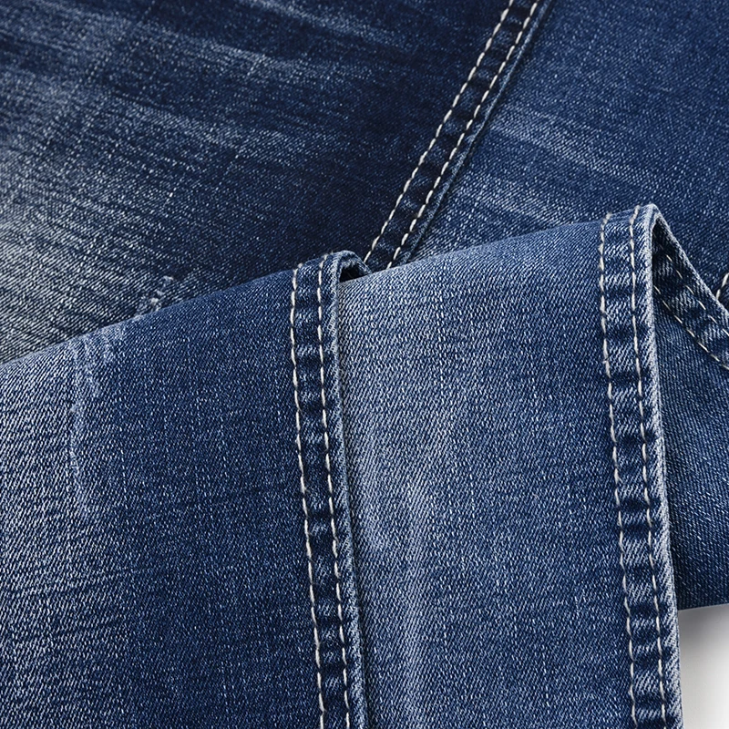 Organic cotton Repreve recycled weft yarn special weaving denim fabric for jeans