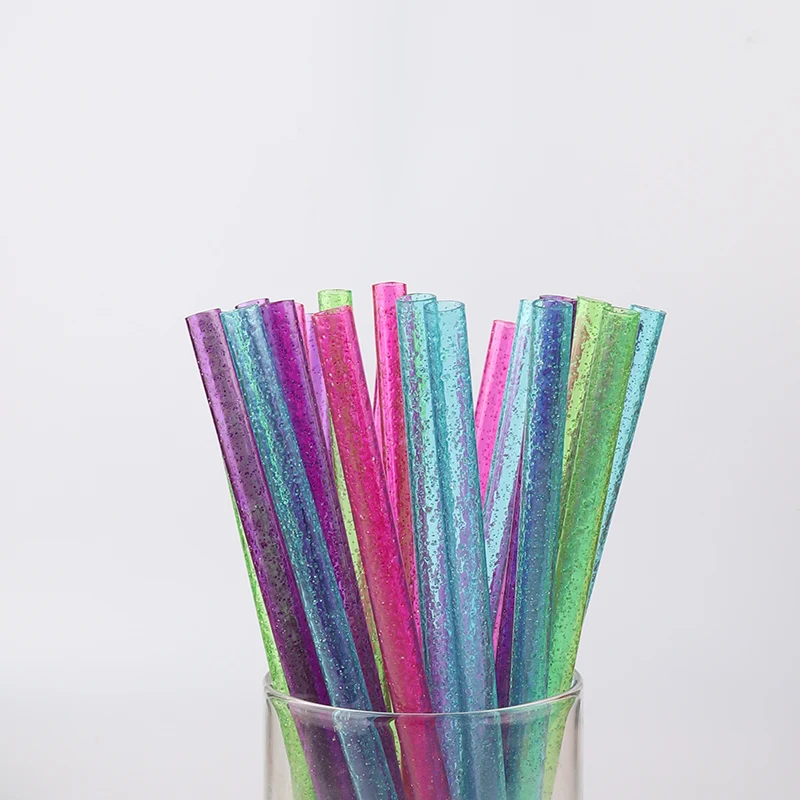 Reusable Tumbler Straw,  Top Seller crazy glitter straws,  Plastic Glitter Straw for bar and party drinking