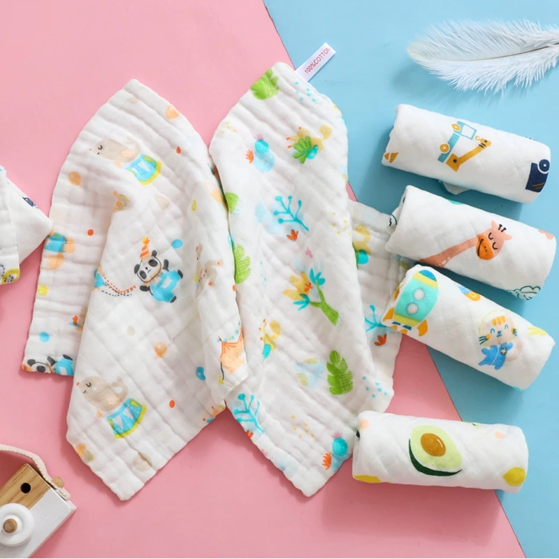 Custom Organic Cotton Muslin Newborn Baby Towels Burp Cloth 30x30cm 25x50cm  Custom 100% Cotton Muslin Baby Towel