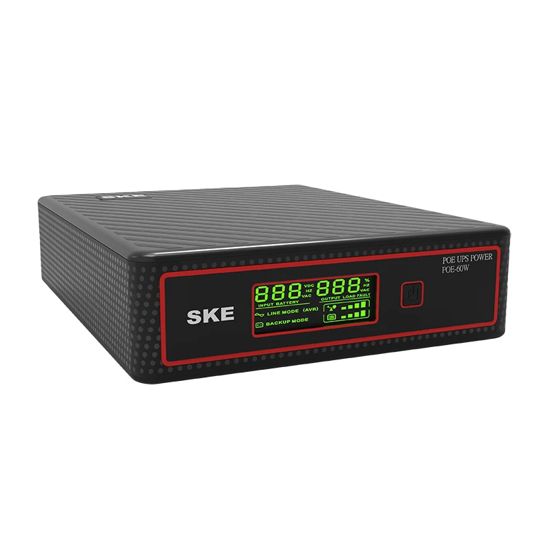 SKE Mini DC UPS POE-60N 100-240VAC вход POE 15V 24V и 9V 12V 19V 60W 17600mah для камеры видеонаблюдения