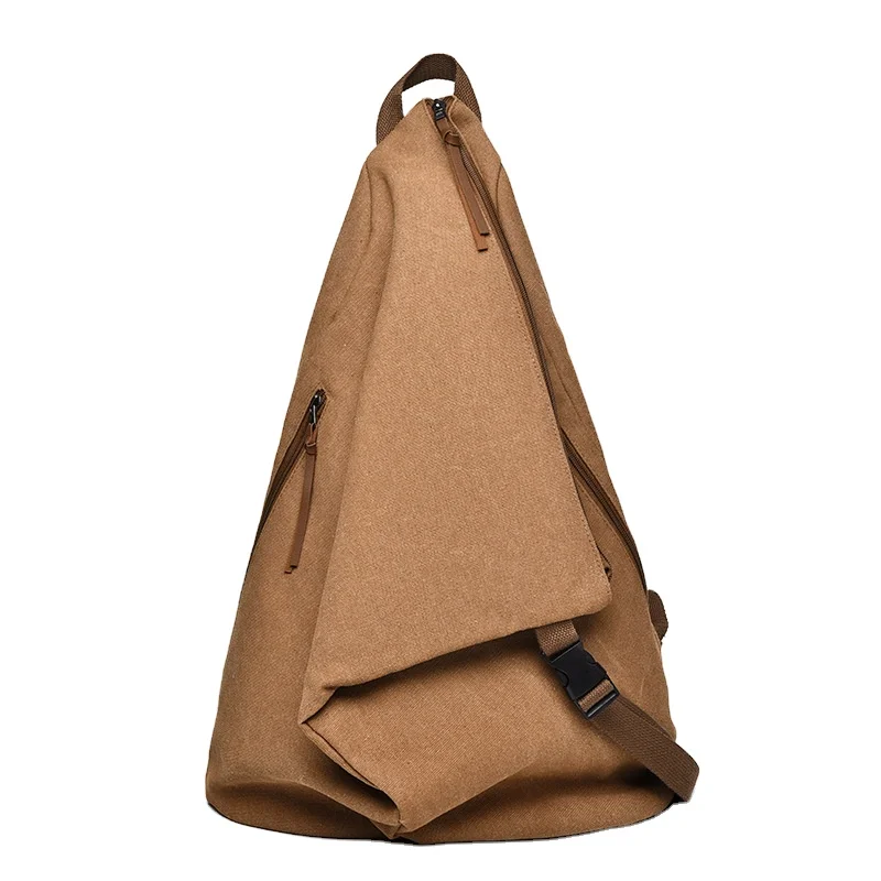 Japanese Style Fashion Casual Solid Color Washable Canvas Backpack Custom Outdoor Heavy Duty Travel Sport Multipurpose Satchel