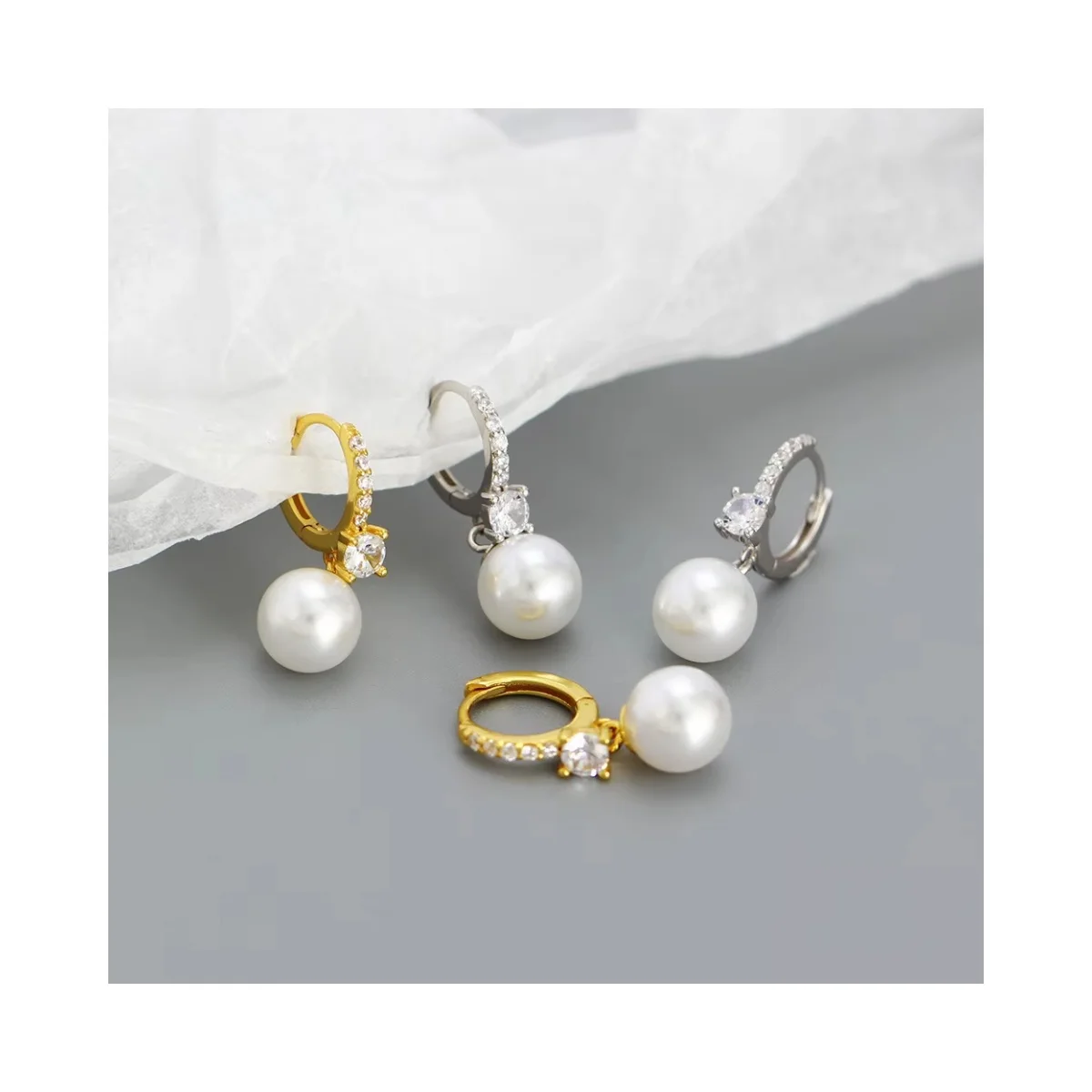 Серьги-подвески из 925 серебра пробы с жемчугом