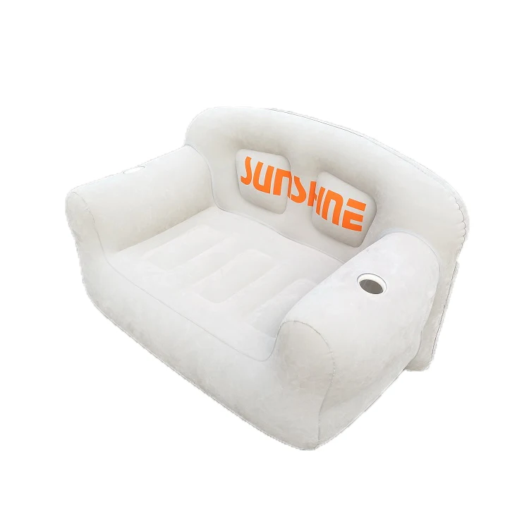 Custom Furniture Floding Inflatable Bedroom Sofa Chair Lounge Back Double Seat Flocking Inflatable Sofa