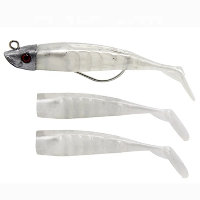 Soft bait lead head fish lures bass fishing tackle double color fishing bait set