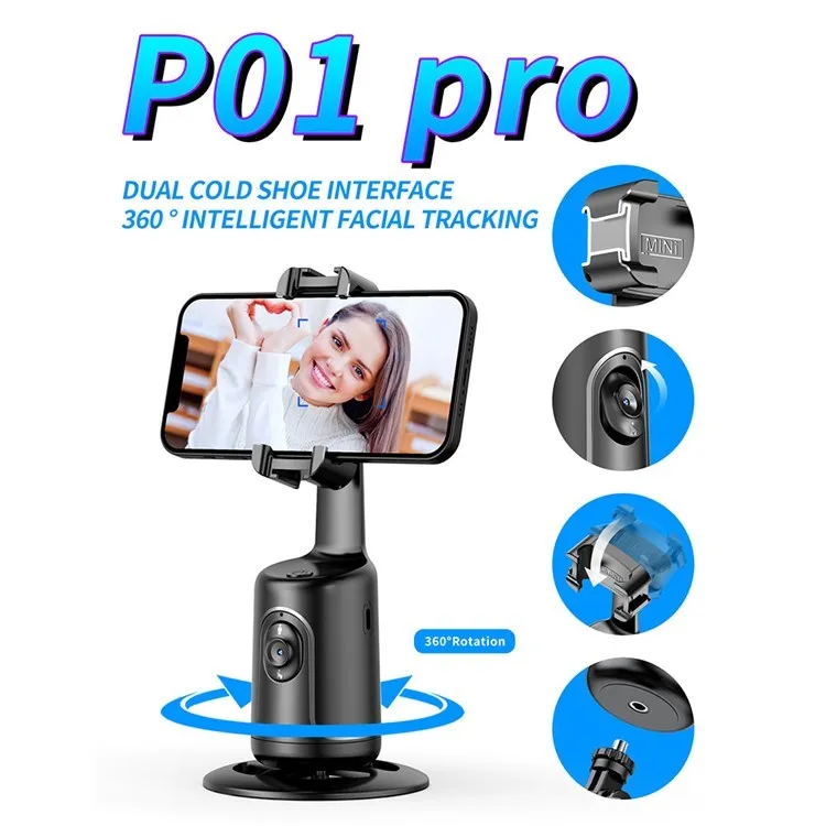 360 rotation auto face tracking Intelligent Tracking Camera phone Portable Gimbal Stabilizer with Cold Shoe for video camera