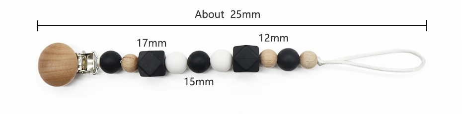 Popular Silicone Beaded Soother Packaging Baby Wooden Pacifier Chain Chewable Clip Dummy Holder