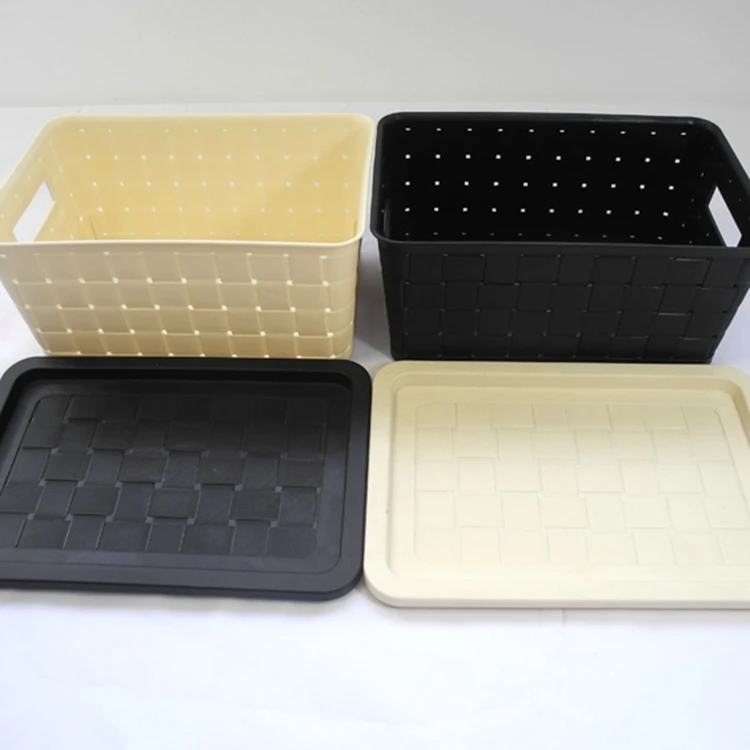 New Popularity Hot Sale plastic PP rattan handle pharmacy Kitchen Modern Portable Storage Basket with lid