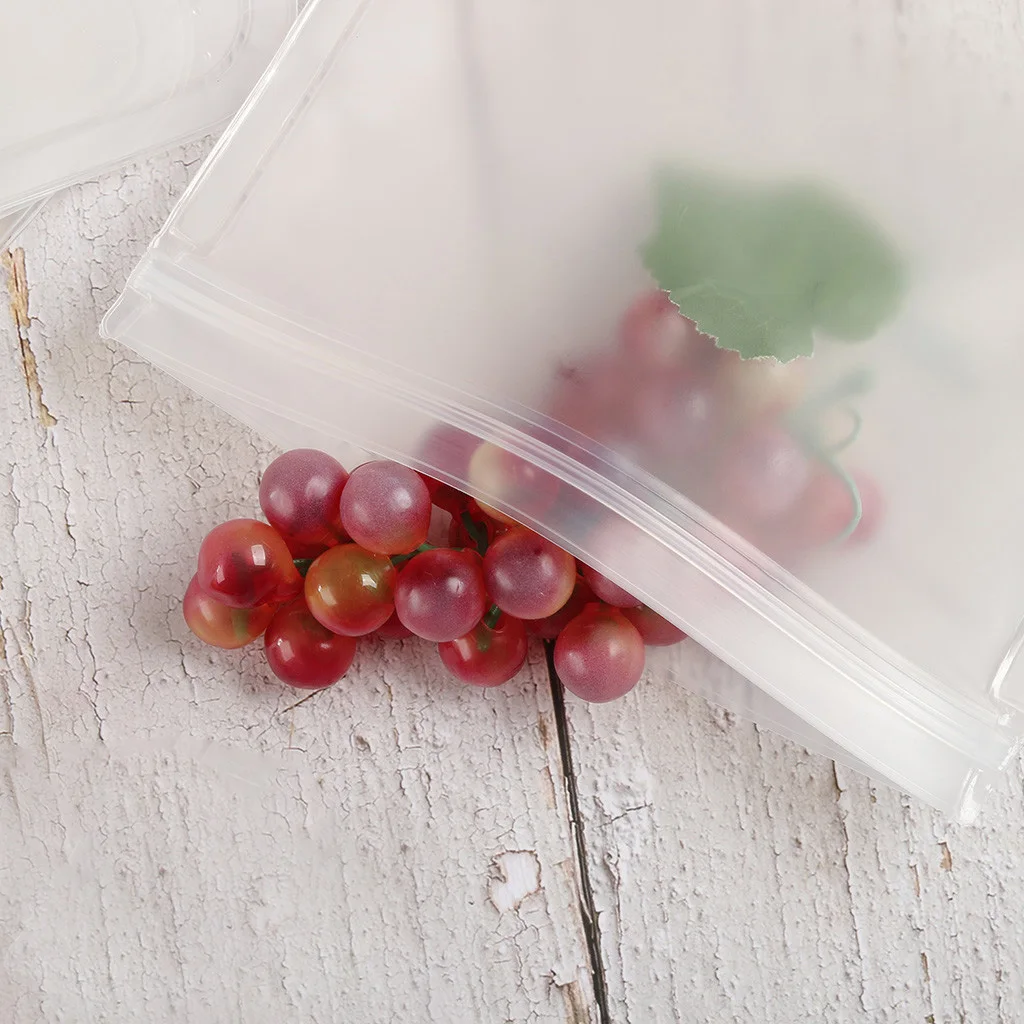 Fresh-Keeping Silicone Food Bag Stand Up Reusable Peva Snack Bags Freezer Bags