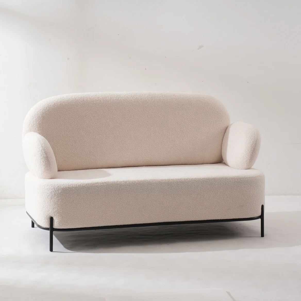 2 seater loveseat teddy fur shaggy sofa furry sitting couch luxury white fluffy modern couch Lamb fleece sofa