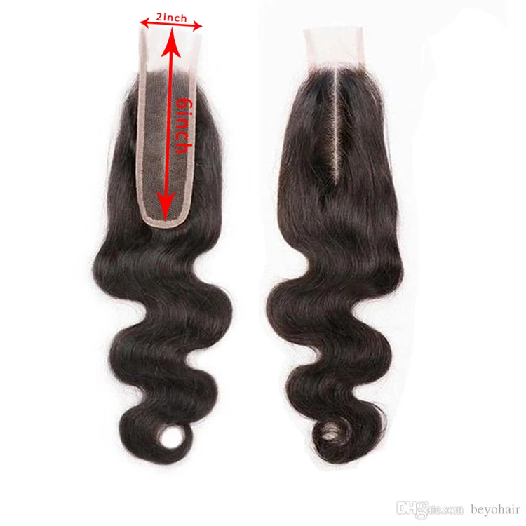 Straight Closure 2x6 Lace Closure Peruvian Closure With Baby Hair Human Hair Three Free Middle Part Malaysian Indian Remy