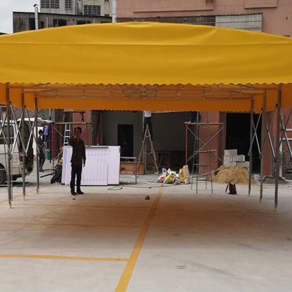 Large logistics warehouse sliding awning outdoor construction site movable retractable awning mobile parking shed