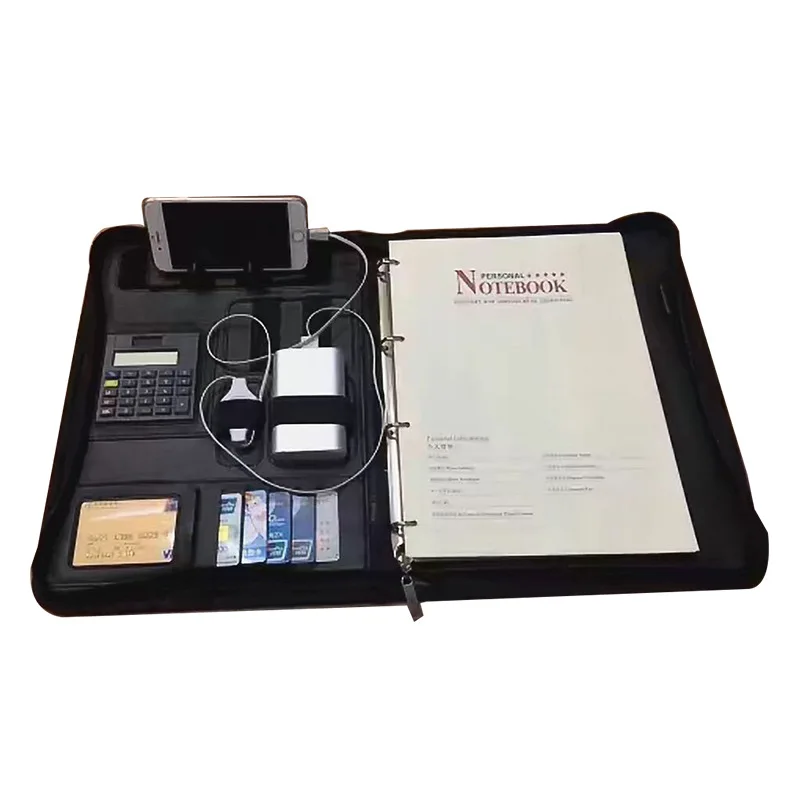 A4 Multifunctional Folder Zipper Pack Notepad for Mobile Business Manager to Clamp Handheld Zipper Pack