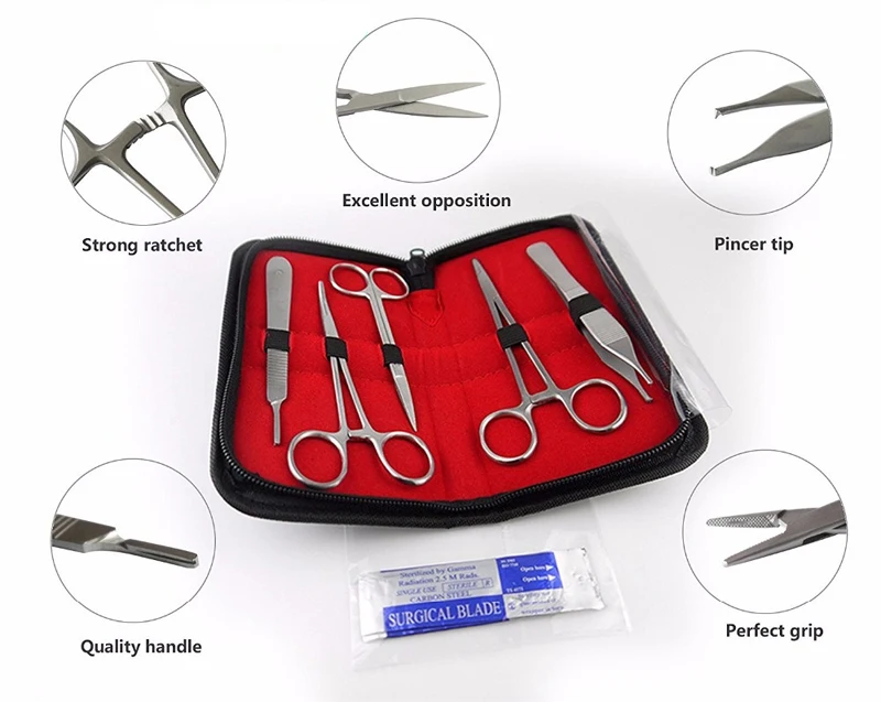 10 piece School dissection kit Stainless Steel Training Suture Kit for Medical Veterinarian, Biology and Dissection Lad Students