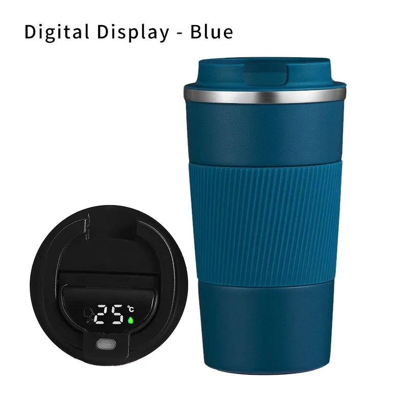 OEM Custom Logo Printed Temperature Control Display Stainless Steel Double Wall Thermos Coffee Cups Smart Travel Coffee Mugs