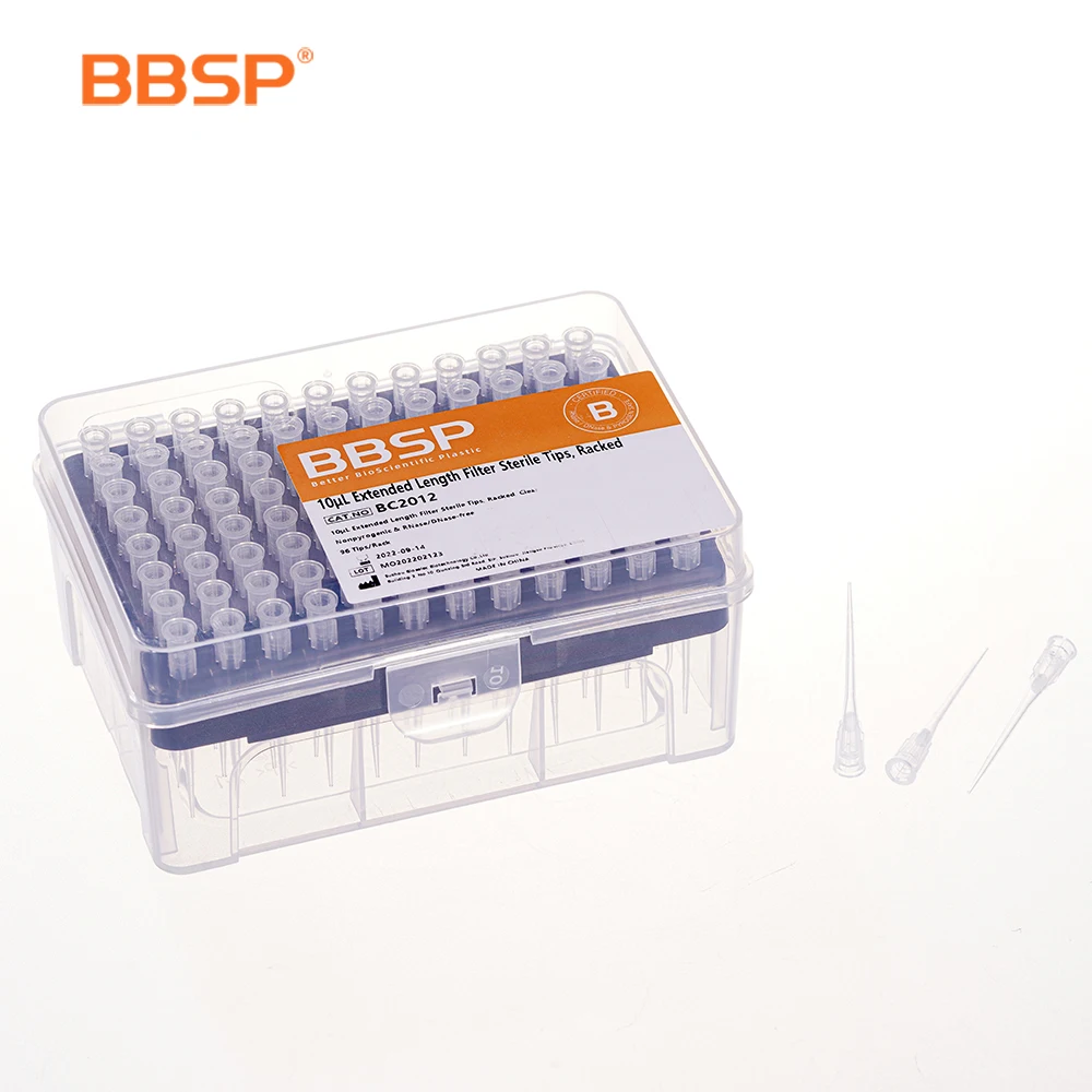 BBSP rnase dnase free 96 tips universal graduated tips sterile racked filter pipette tip 10ul 200ul 1000ul