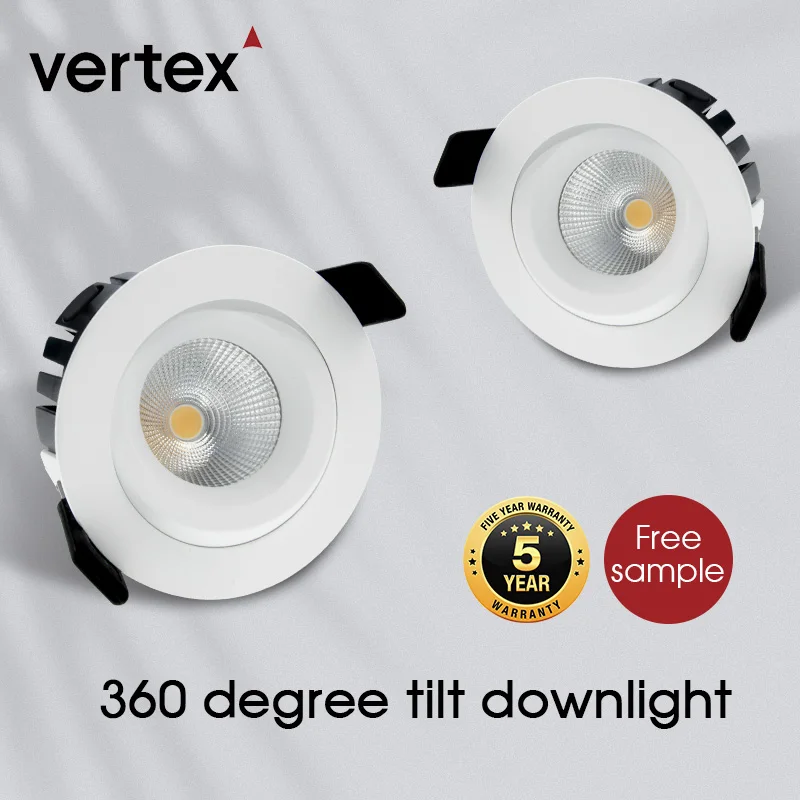 Dim To Warm Dimmable Recessed Down Lights 3000K 5700K Dimming LED Spotlight 8W White Black Tilt Adjustable Recessed Downlights