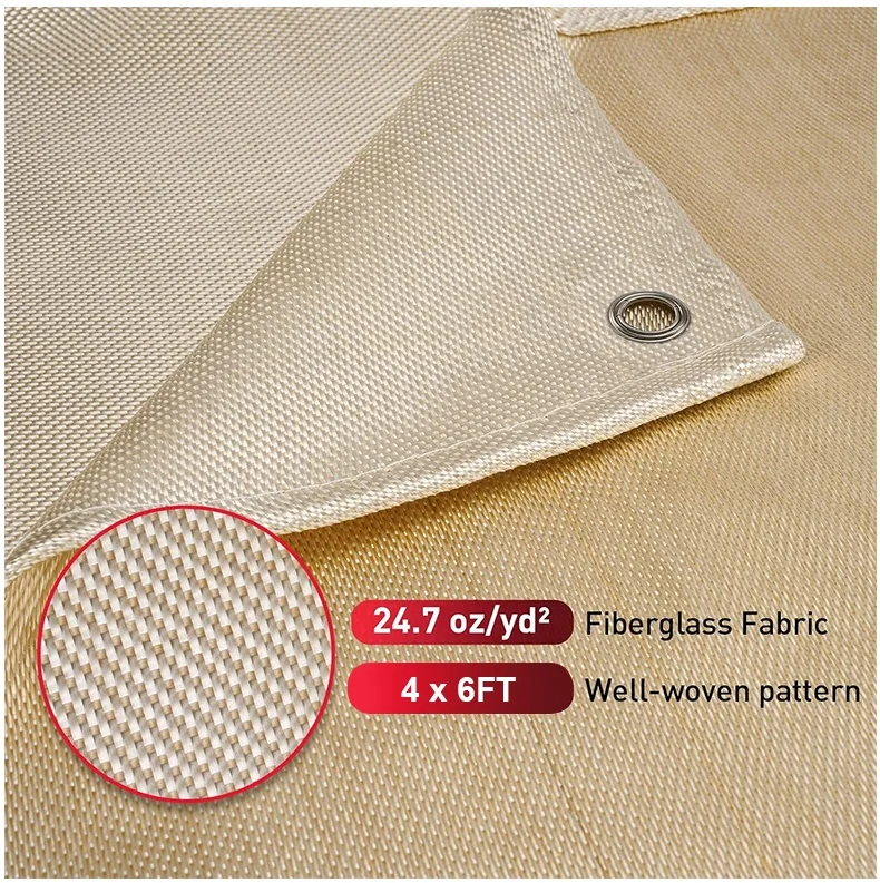 Fiberglass Welding Curtain Heat Insulation Industrial  4ft X 6ft Heavy Duty Fire Blankets for Welding