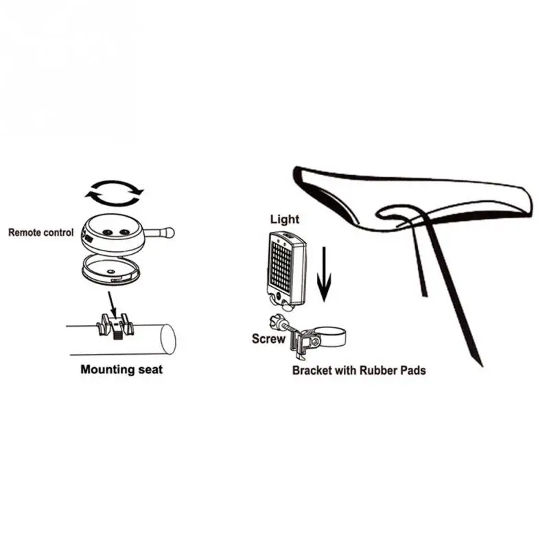 64 LED Bicycle Rear Tail Light USB Rechargeable Wireless Remote Control Bike Turn Signals Safety Warning Light
