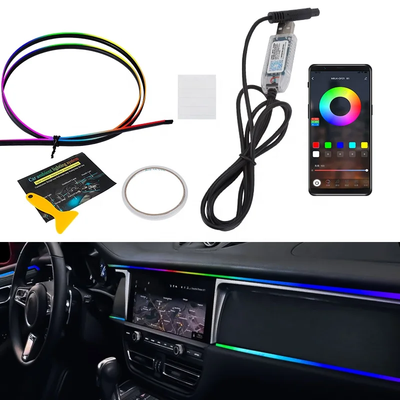 Hot selling car accessories flexible neon light auto interior linear shine light car ambient lighting