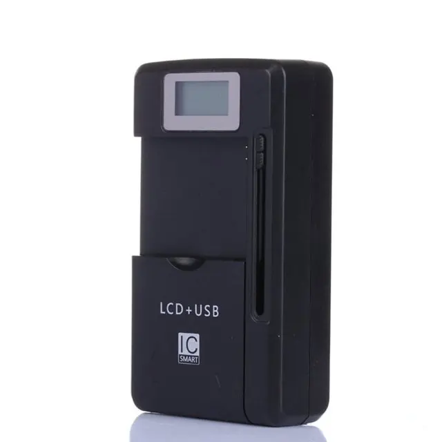 LCD USB Charger Universal Battery Charger w/ USB AC Charging Port for Cell Phone Camera Battery