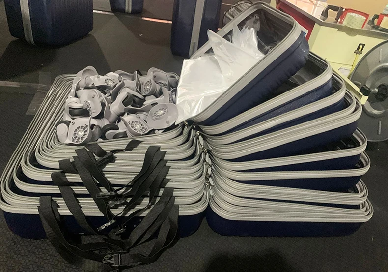 Carry-on suitcase 12pcs in 1 set semi-finished luggage set A hard shell suitcase 4 wheels cheap price trolley ABS PC luggage set