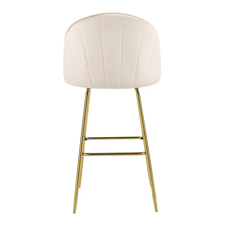 Modern Design European Style Fashion Comfortable Metal Legs Velvet Upholstered Bar Chair